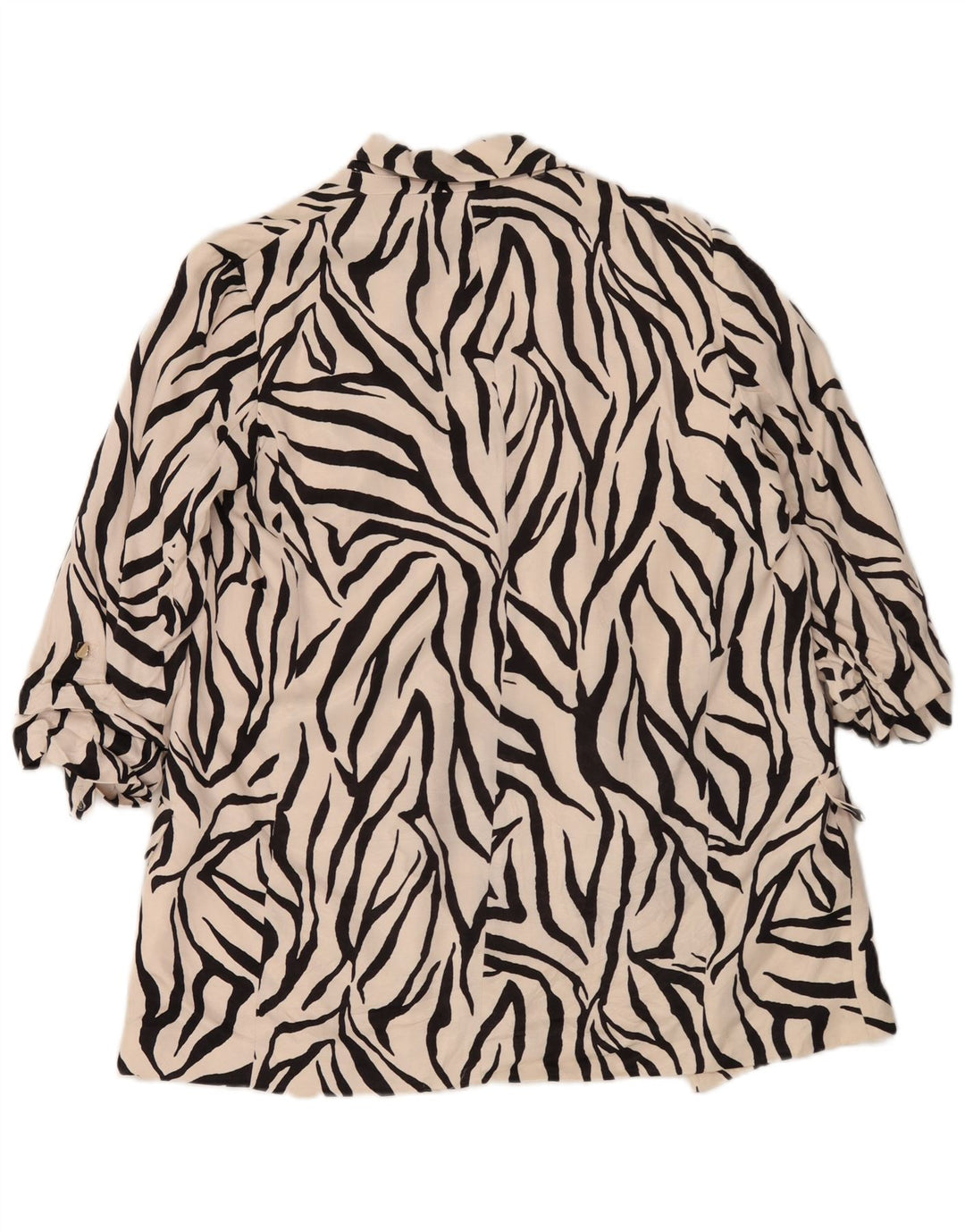 Giacca blazer aperta da donna con maniche a 3/4 Zara UK 14 stampa animalier bianca media