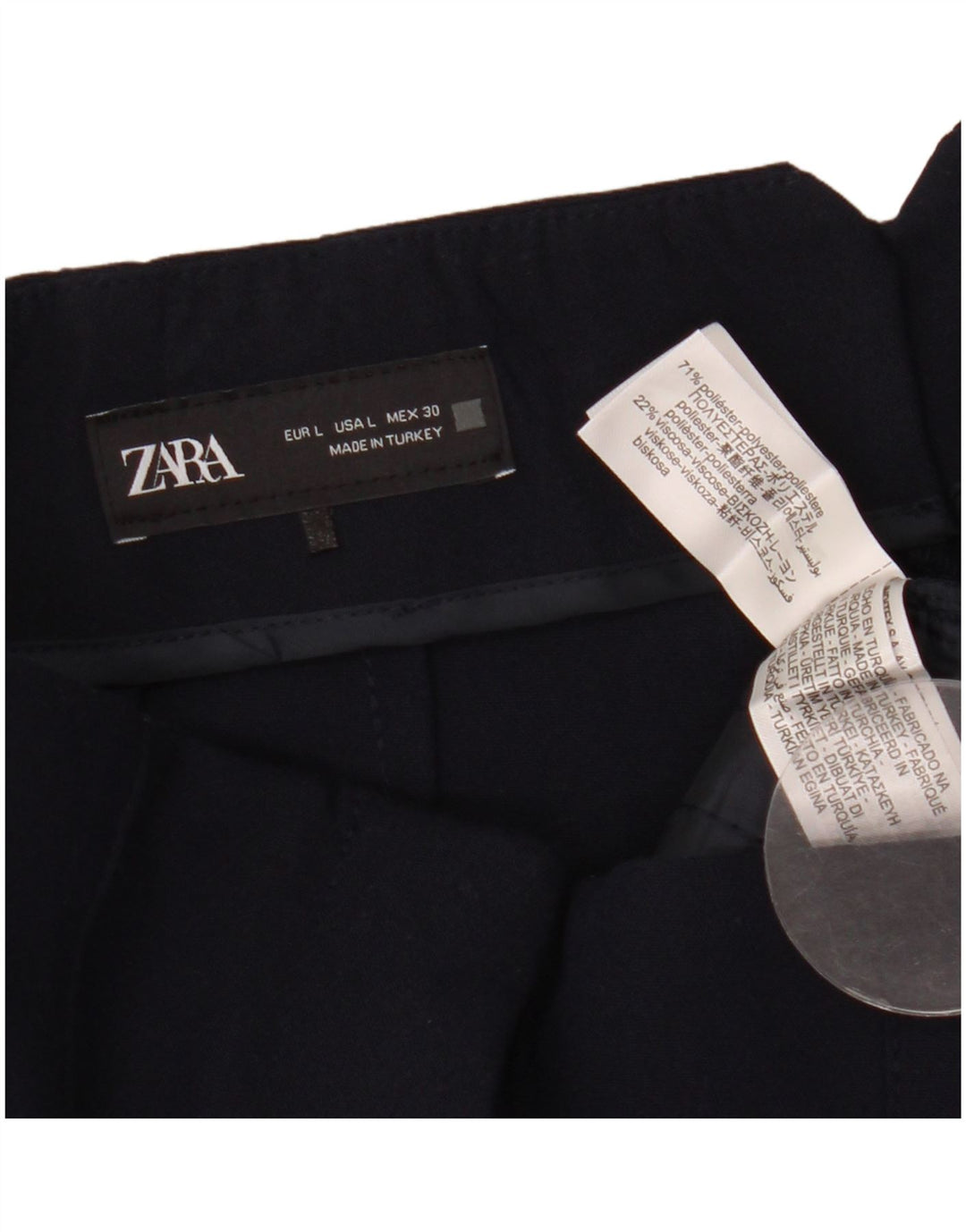 Pantaloni chino affusolati da donna Zara grandi W30 L26 poliestere blu navy
