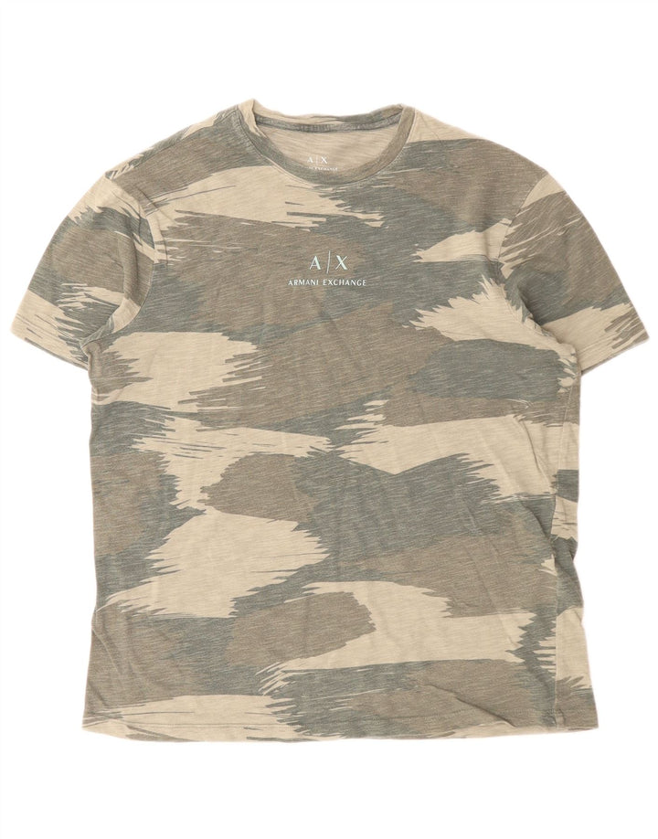 T-shirt grafica da uomo Armani Exchange Top piccola in cotone mimetico kaki