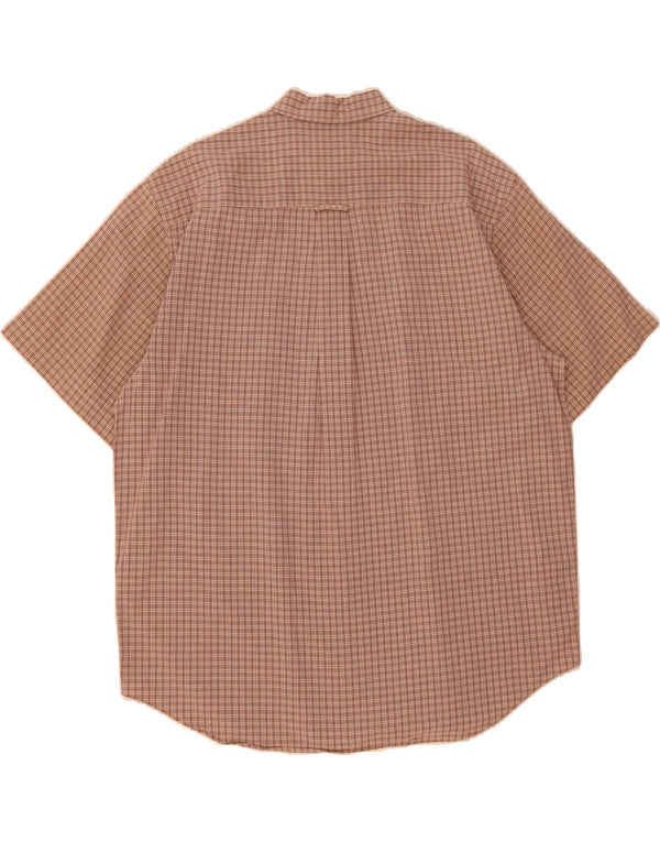 EDDIE BAUER Camicia a maniche corte da uomo in cotone a quadri marroni grandi