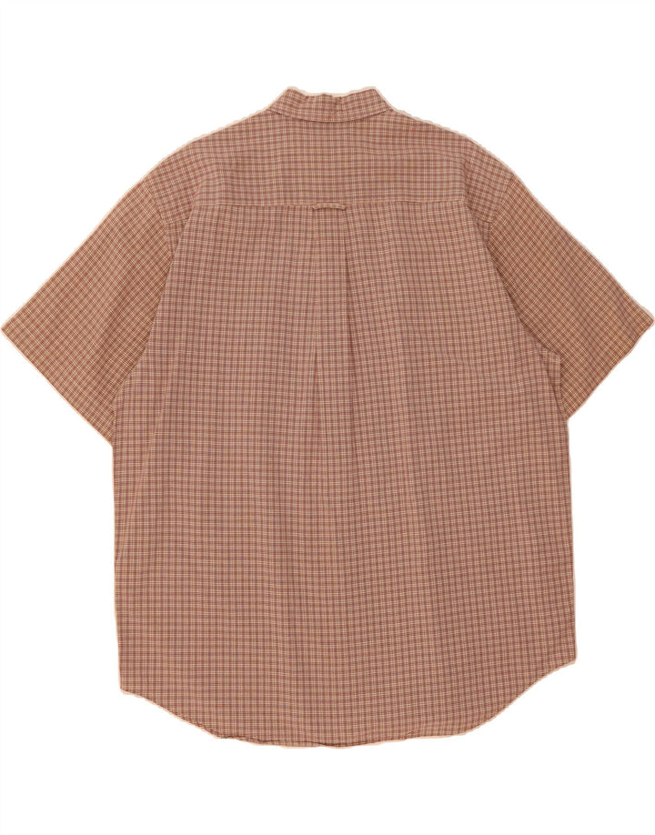EDDIE BAUER Camicia a maniche corte da uomo in cotone a quadri marroni grandi