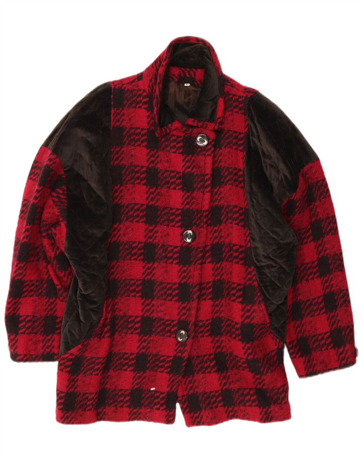 Soprabito oversize da donna vintage EU 42 grande quadretto rosso