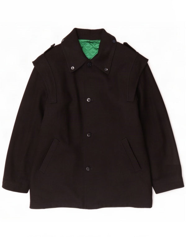 Vintage Mens Overcoat IT 56 3XL Black Wool
