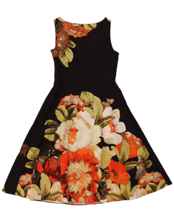 Abito a trapezio senza maniche da donna Debenhams UK 12 Cotone floreale nero medio