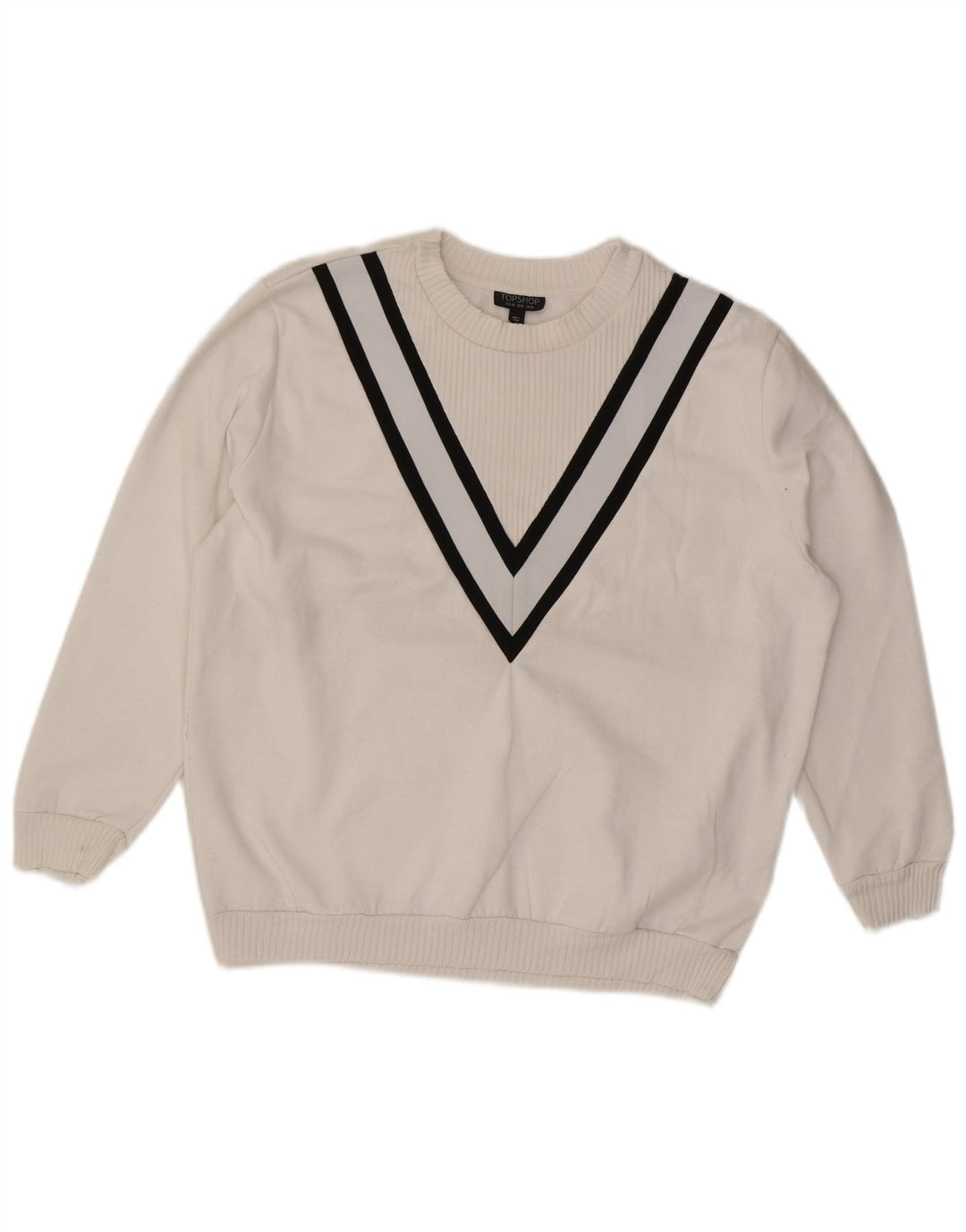 Topshop Felpa oversize da donna Maglione UK 12 Medium White Striped