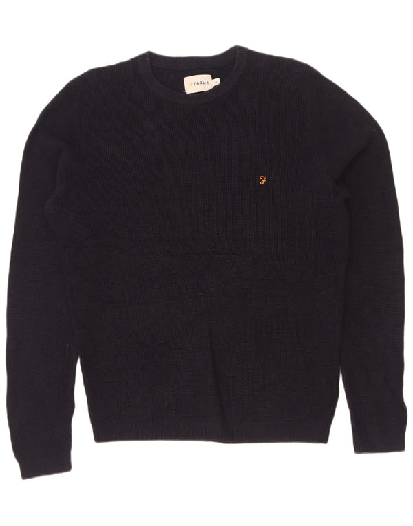 Maglione maglione girocollo da uomo Farah grande cotone nero