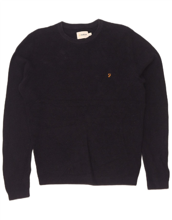 Maglione maglione girocollo da uomo Farah grande cotone nero