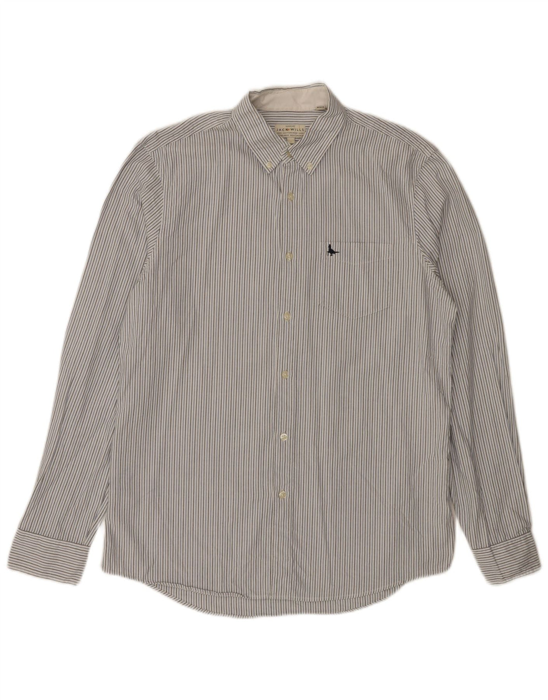 JACK WILLS Camicia da uomo dalla vestibilità classica in cotone gessato grigio medio