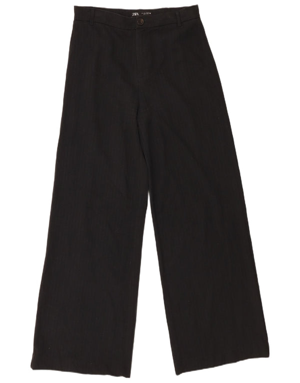 Pantaloni casual da donna Zara a vita alta e gamba larga, grandi W30 L32 a righe nere