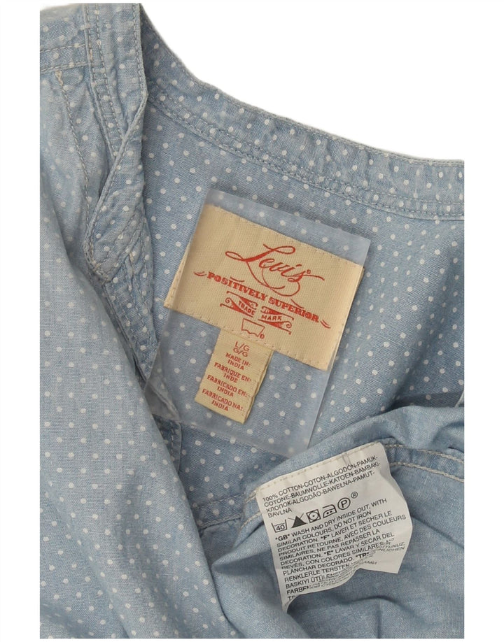 Camicetta da donna con maniche a 3/4 Levi's UK 16 grande cotone maculato blu