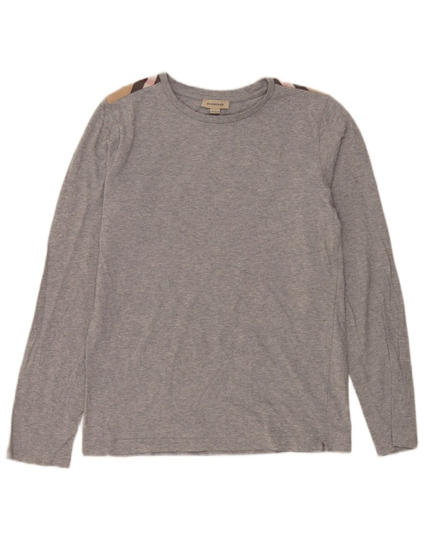 Top Bambina Burberry Manica Lunga 13-14 Anni Cotone Grigio Check