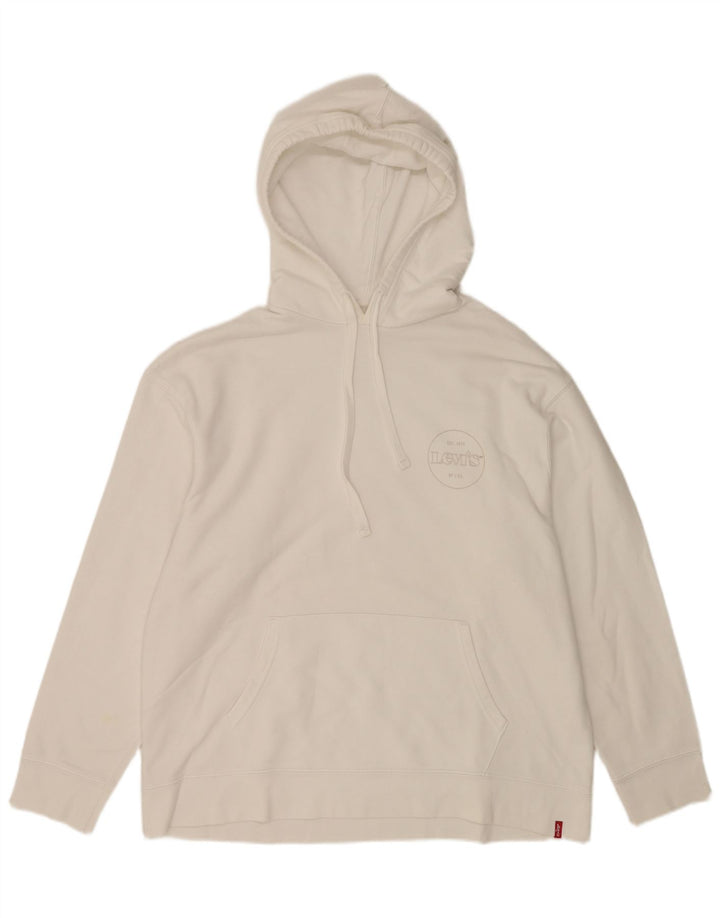 Maglione con cappuccio dalla vestibilità rilassata da uomo Levi's Large bianco