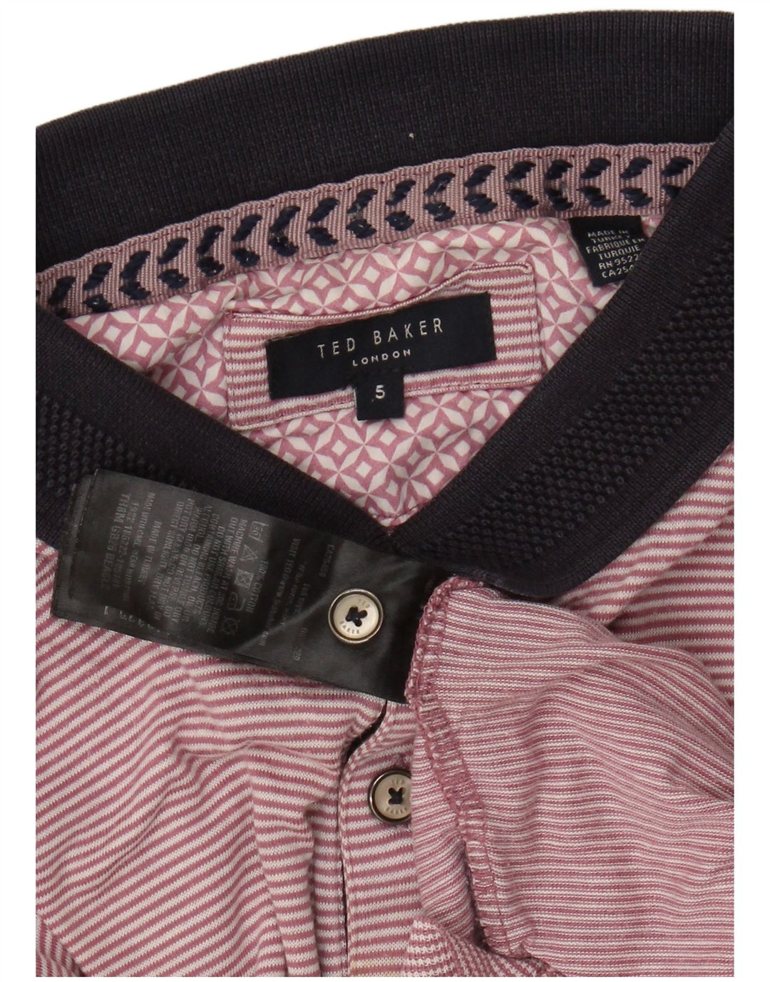 Polo da uomo TED BAKER taglia 5 XL cotone gessato rosa