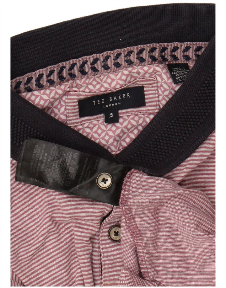 Polo da uomo TED BAKER taglia 5 XL cotone gessato rosa