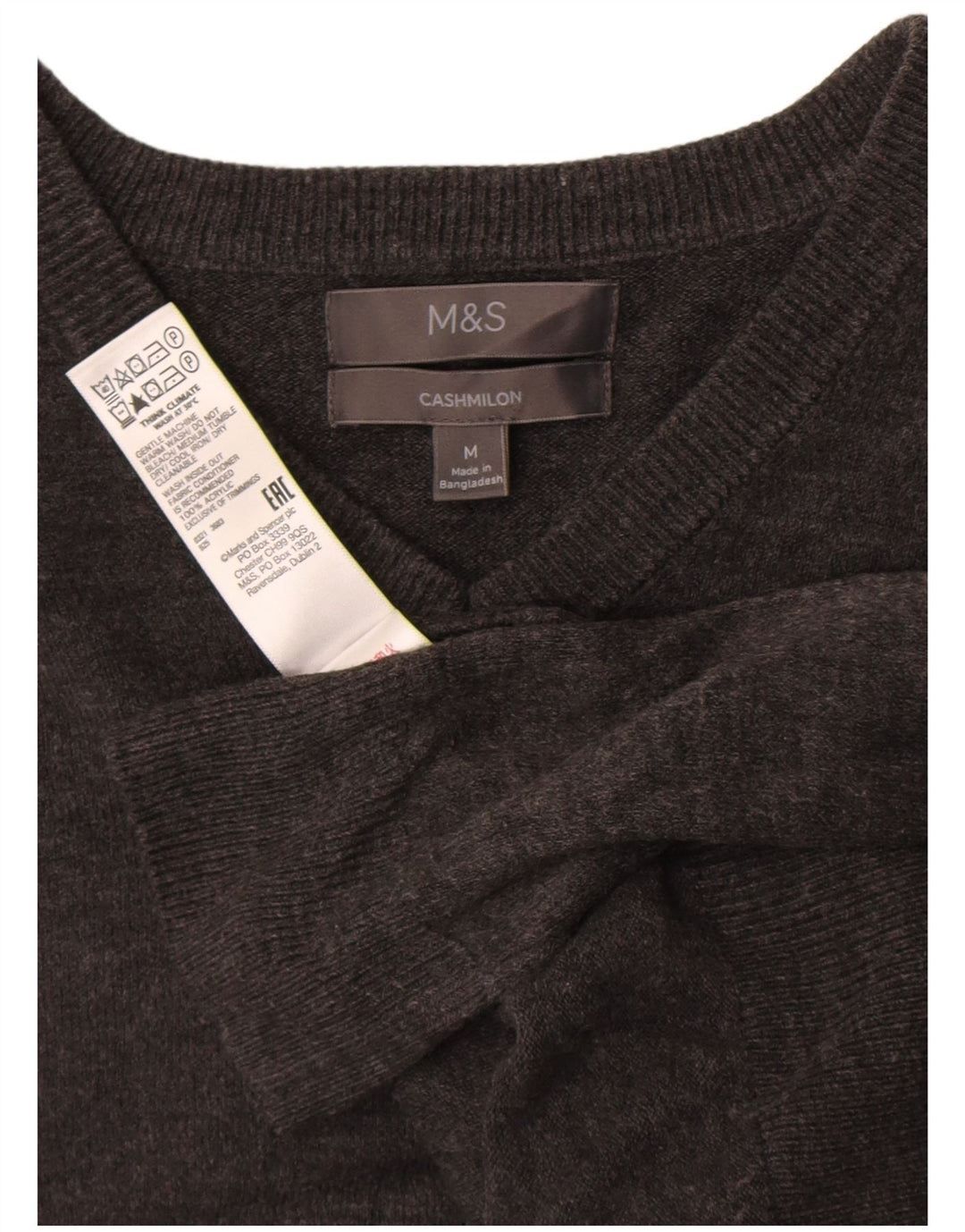 MARKS & SPENCER Maglione da uomo con scollo a V Acrilico grigio medio