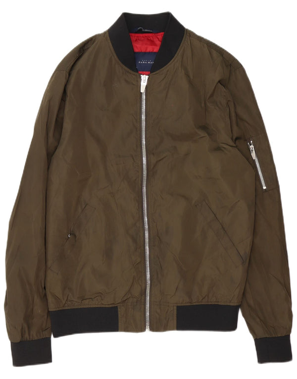 Giubbotto bomber da uomo Zara UK 38 poliestere verde medio
