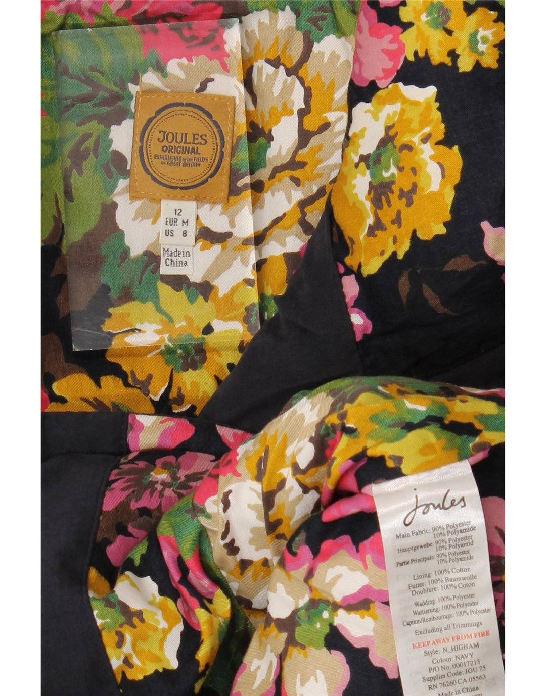 Gilet imbottito da donna Joules UK 12 medio blu navy poliestere