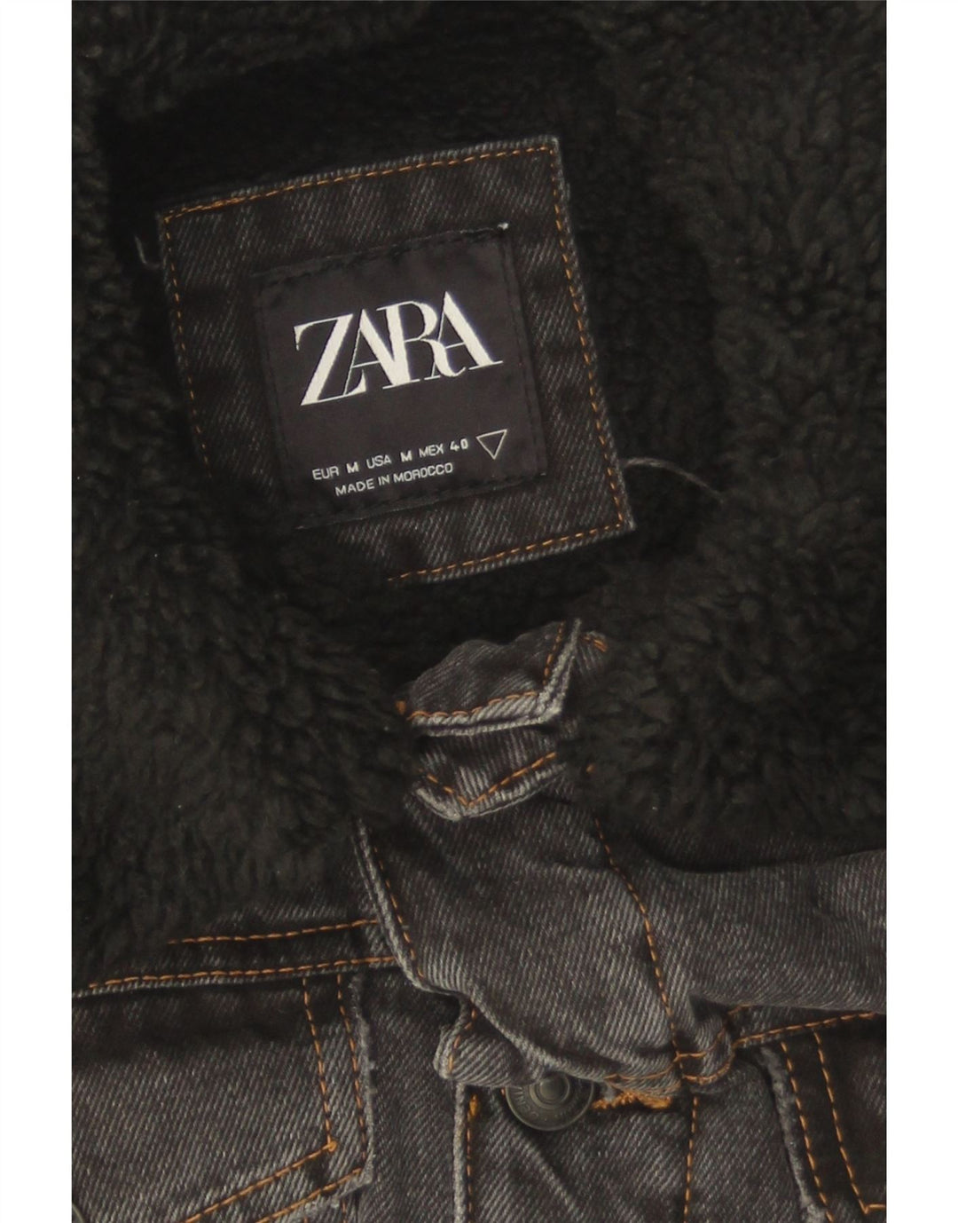 Giacca in denim Sherpa da uomo Zara UK 38 Grigio medio
