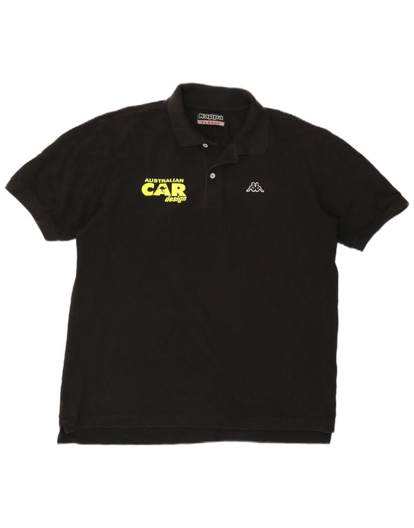 Polo grafica da uomo Kappa XL in cotone nero