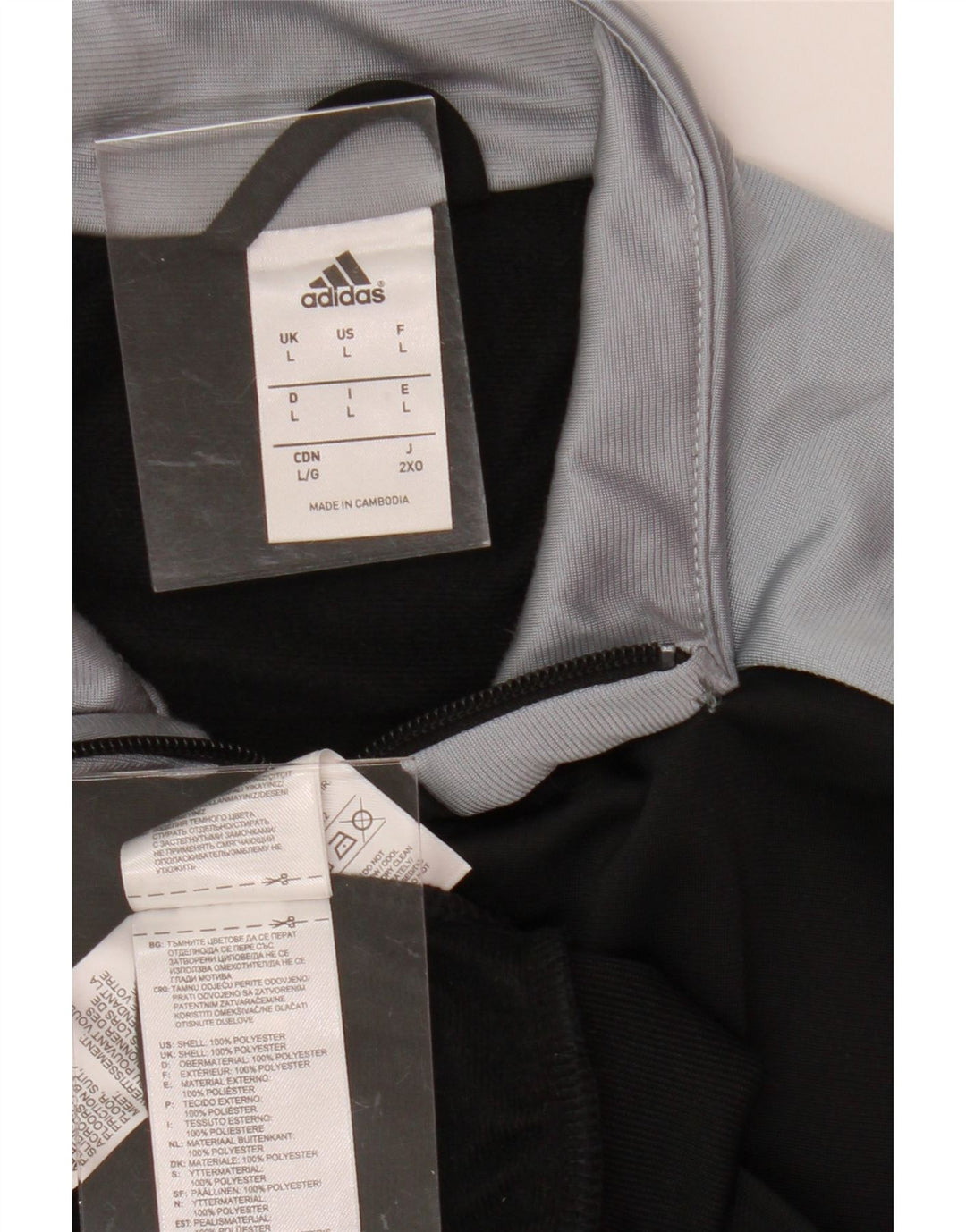 ADIDAS Mens Tracksuit Top Jacket Large Black Colourblock Polyester Vintage Adidas and Second-Hand Adidas from Messina Hembry 
