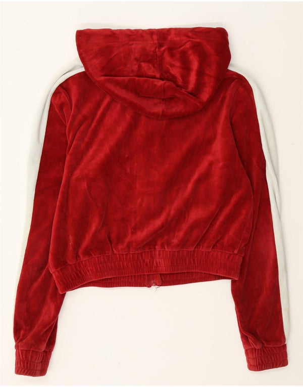 Felpa con cappuccio e zip corta oversize da donna Fila UK 10 Small Red Colourblock