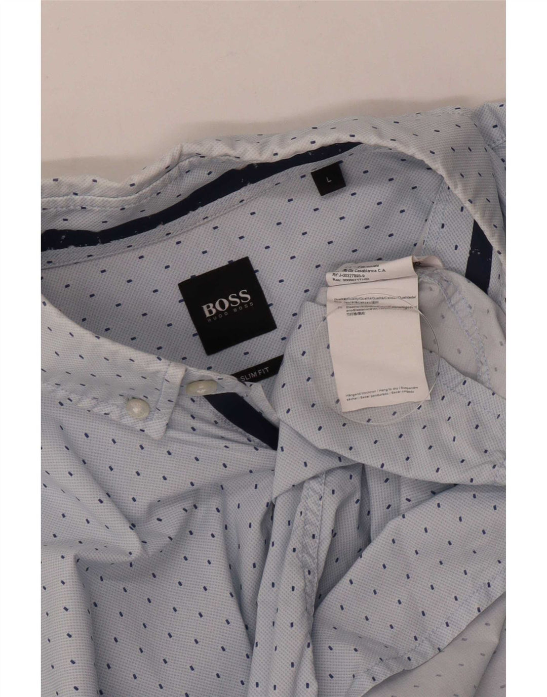 Camicia Hugo Boss da uomo slim fit grande cotone maculato blu