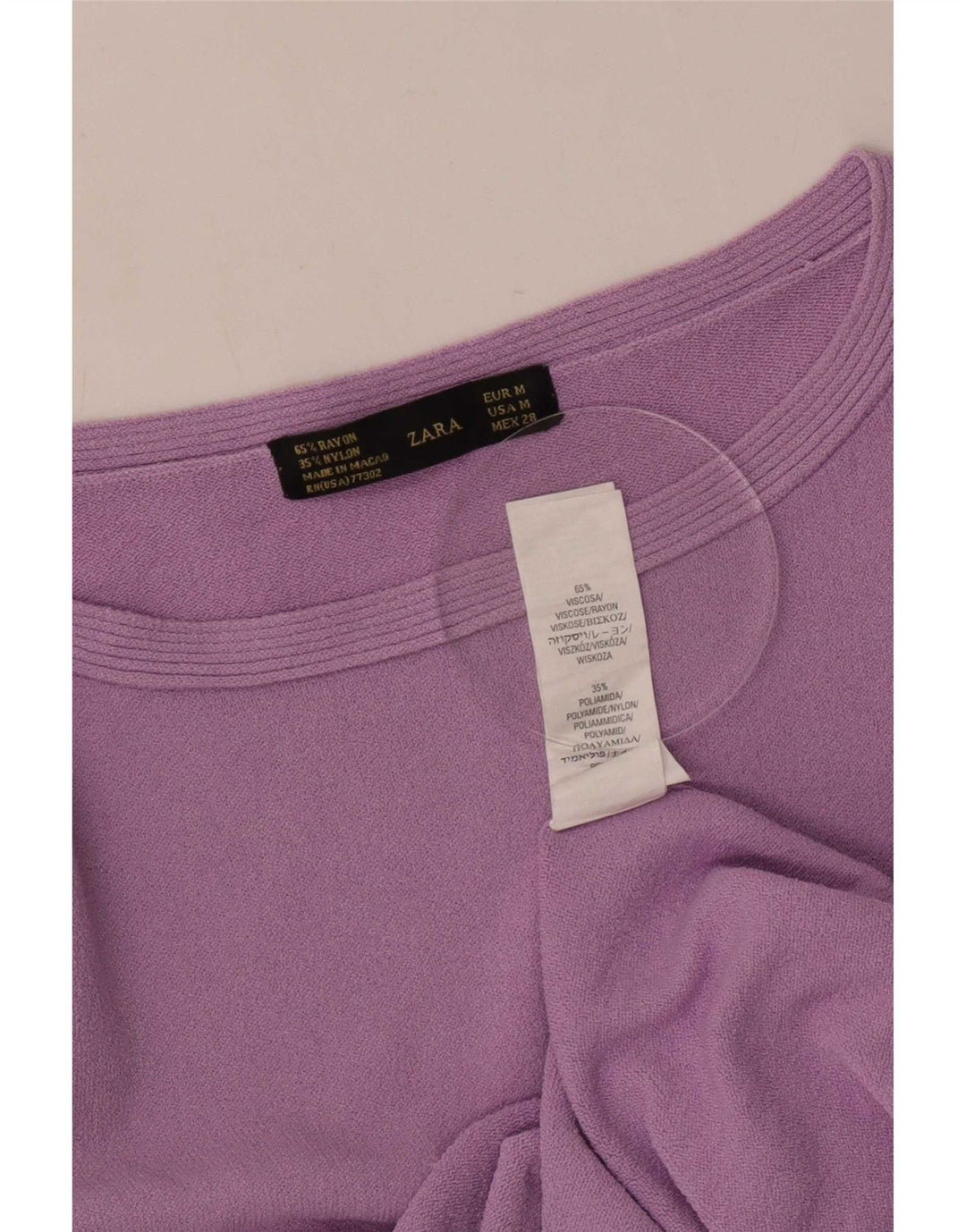 Top Zara da donna manica 3/4 UK 12 viscosa viola medio