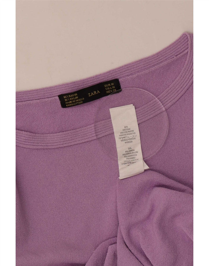 Top Zara da donna manica 3/4 UK 12 viscosa viola medio