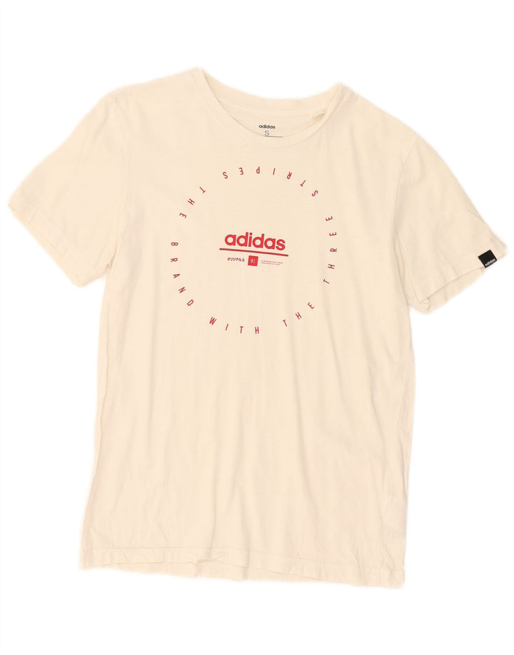 T-shirt grafica da uomo Adidas Top piccola in cotone bianco