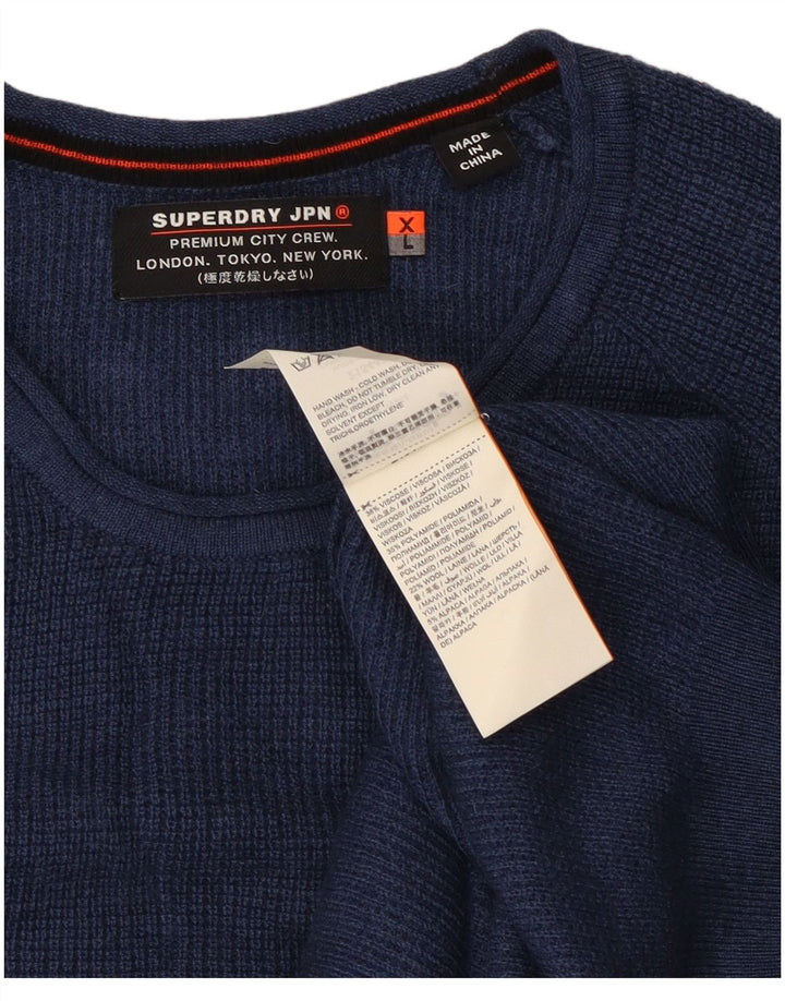 Maglione maglione girocollo da uomo Superdry XL in viscosa blu navy