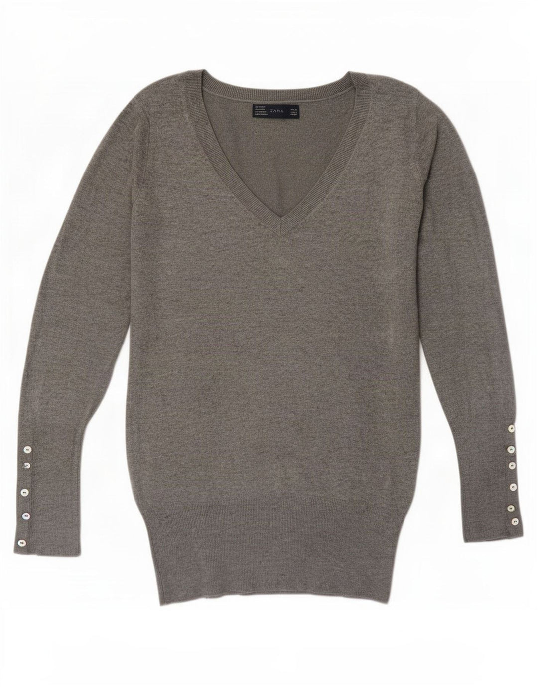 Maglione Zara da donna con scollo a V UK 12 Grigio medio