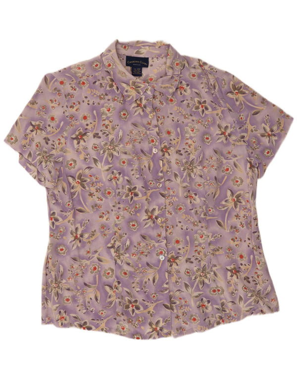 CHARTER CLUB Camicia a maniche corte da donna Camicetta US 16 2XL Seta floreale viola