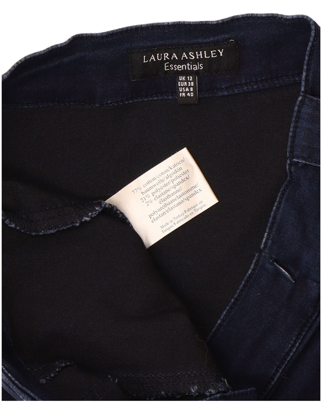 LAURA ASHLEY Gonna in denim da donna UK 12 Media W32 Cotone blu navy