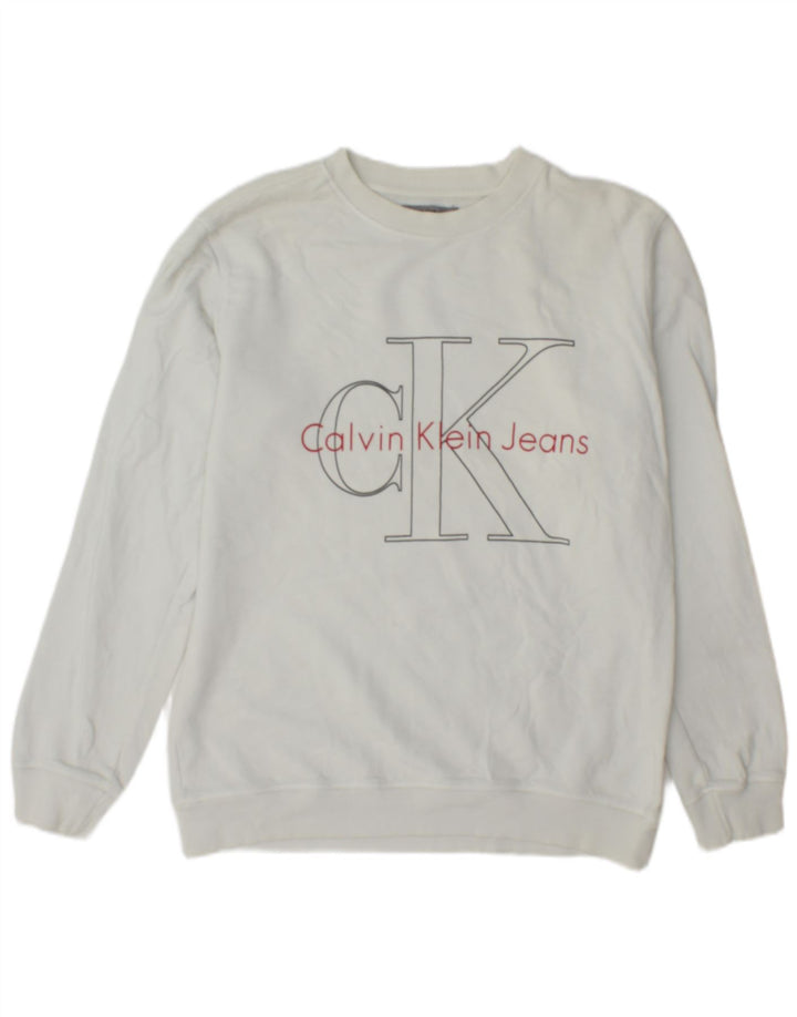 Felpa da uomo con vestibilità regolare grafica Calvin Klein Jeans bianco medio