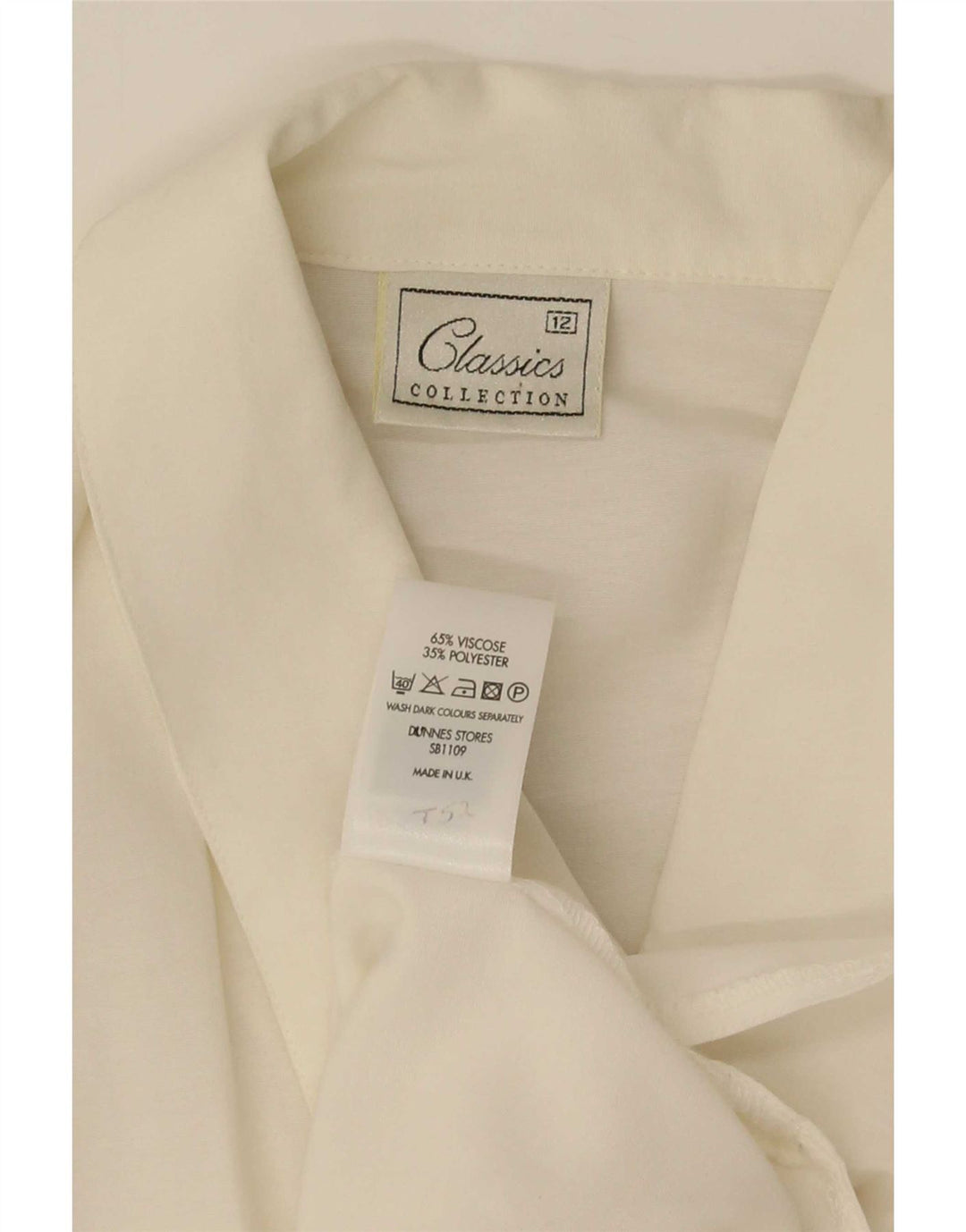 Camicetta classica a maniche corte da donna classica, taglia UK 12, colore bianco medio