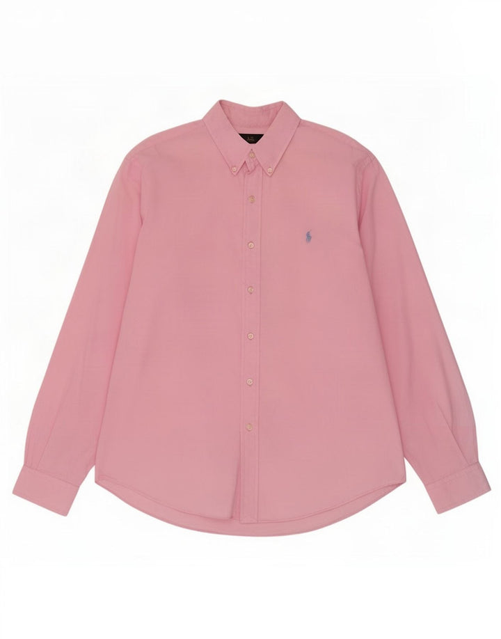 Camicia da uomo Ralph Lauren grande in cotone rosa