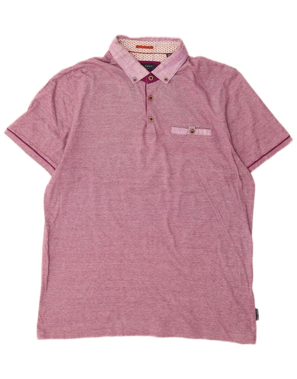 Polo da uomo Ted Baker taglia 4 grande cotone gessato viola