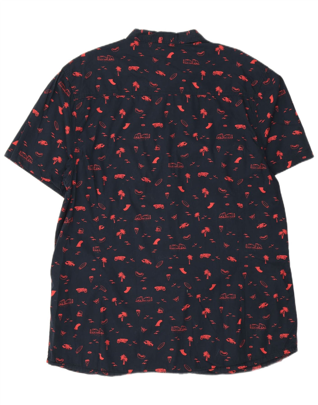 Camicia a maniche corte da uomo con motivo astratto Animal 2XL in cotone blu navy