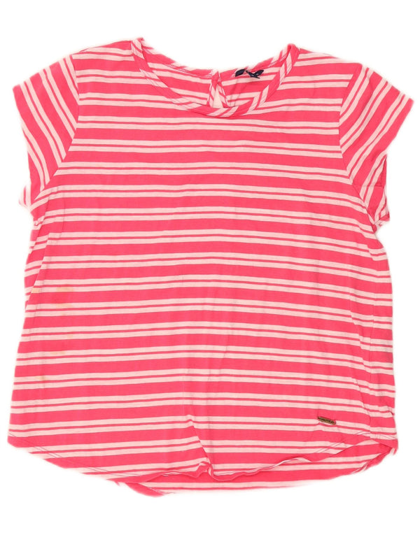 T-shirt da donna Nautica Top UK 12 cotone a righe rosa medio