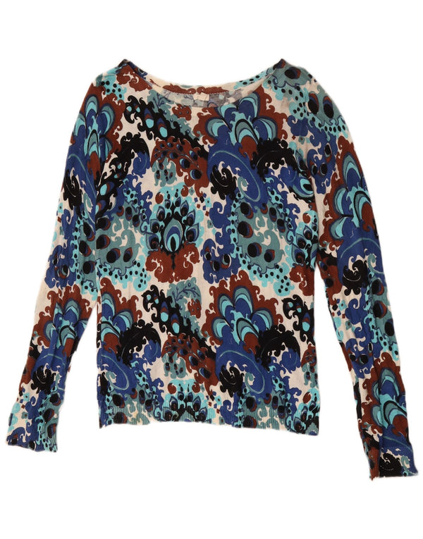 J. Crew Maglione da donna con scollo a barca Maglione UK 12 Paisley medio multicolore