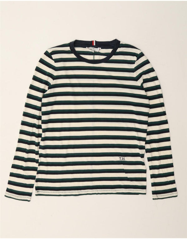 Tommy Hilfiger Uomo Top Manica Lunga Piccolo Lyocell a Righe Verdi