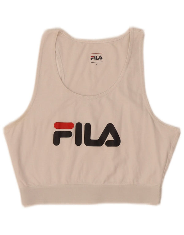 Canotta grafica corta da donna Fila UK 8 piccola bianca