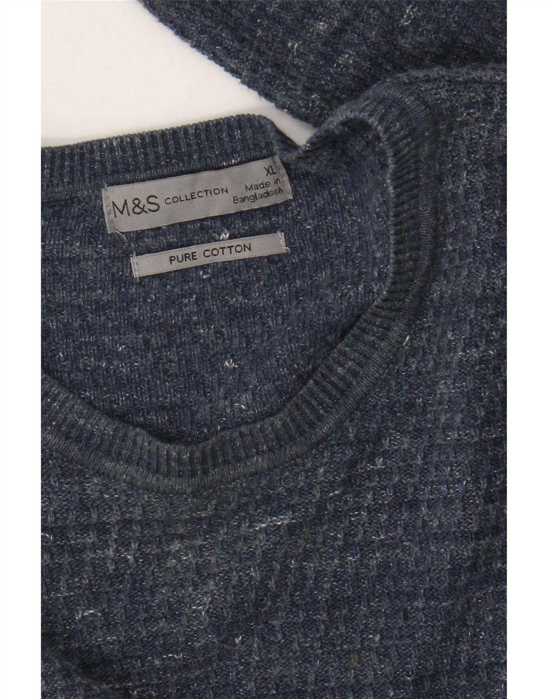 Maglione maglione girocollo da uomo Marks & Spencer XL cotone screziato blu