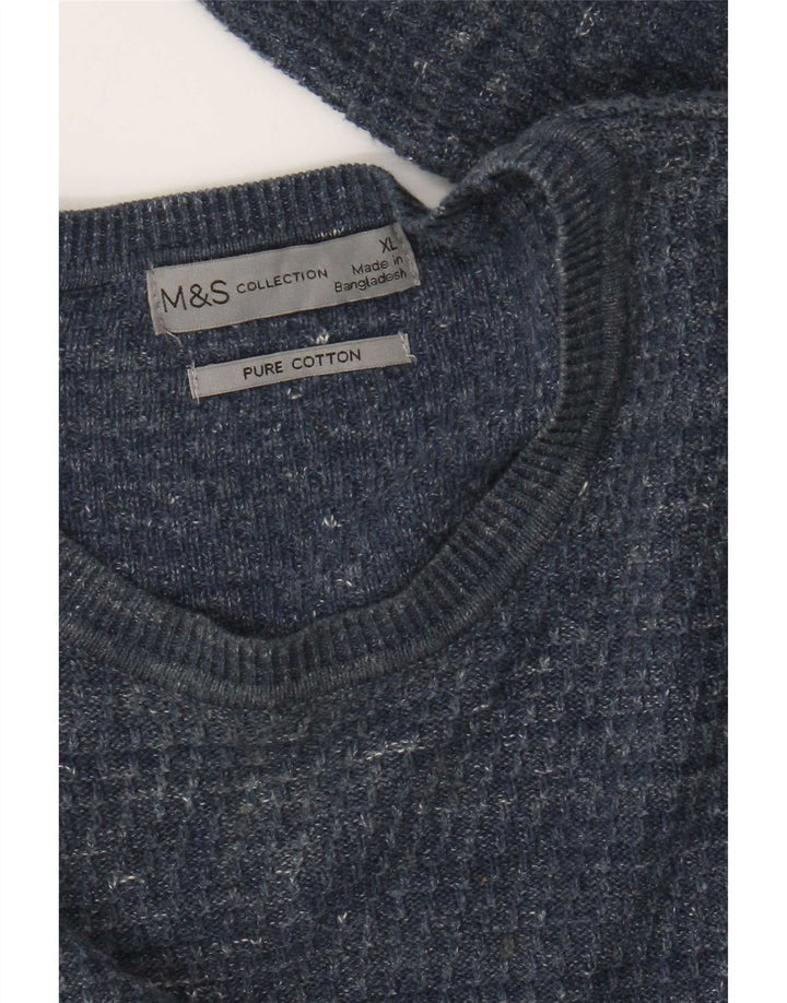Maglione maglione girocollo da uomo Marks & Spencer XL cotone screziato blu
