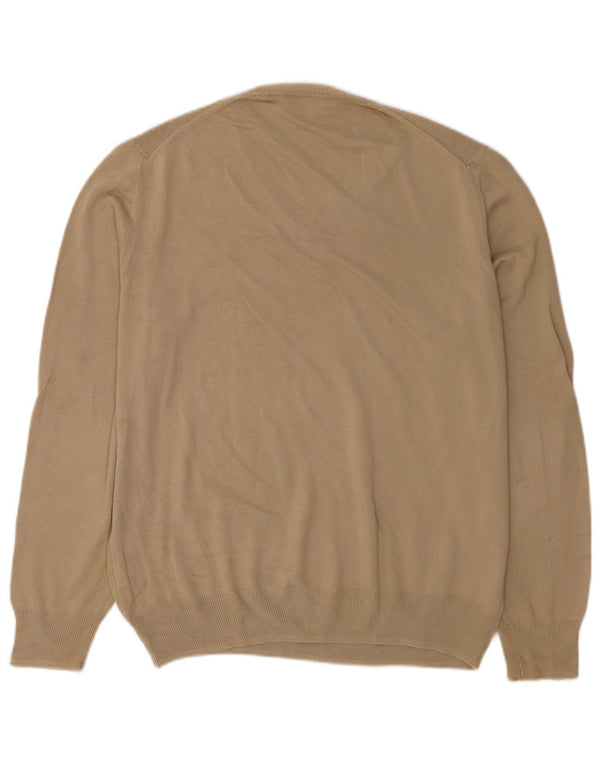 Maglione Zara da uomo con scollo a V, grande, in cotone marrone