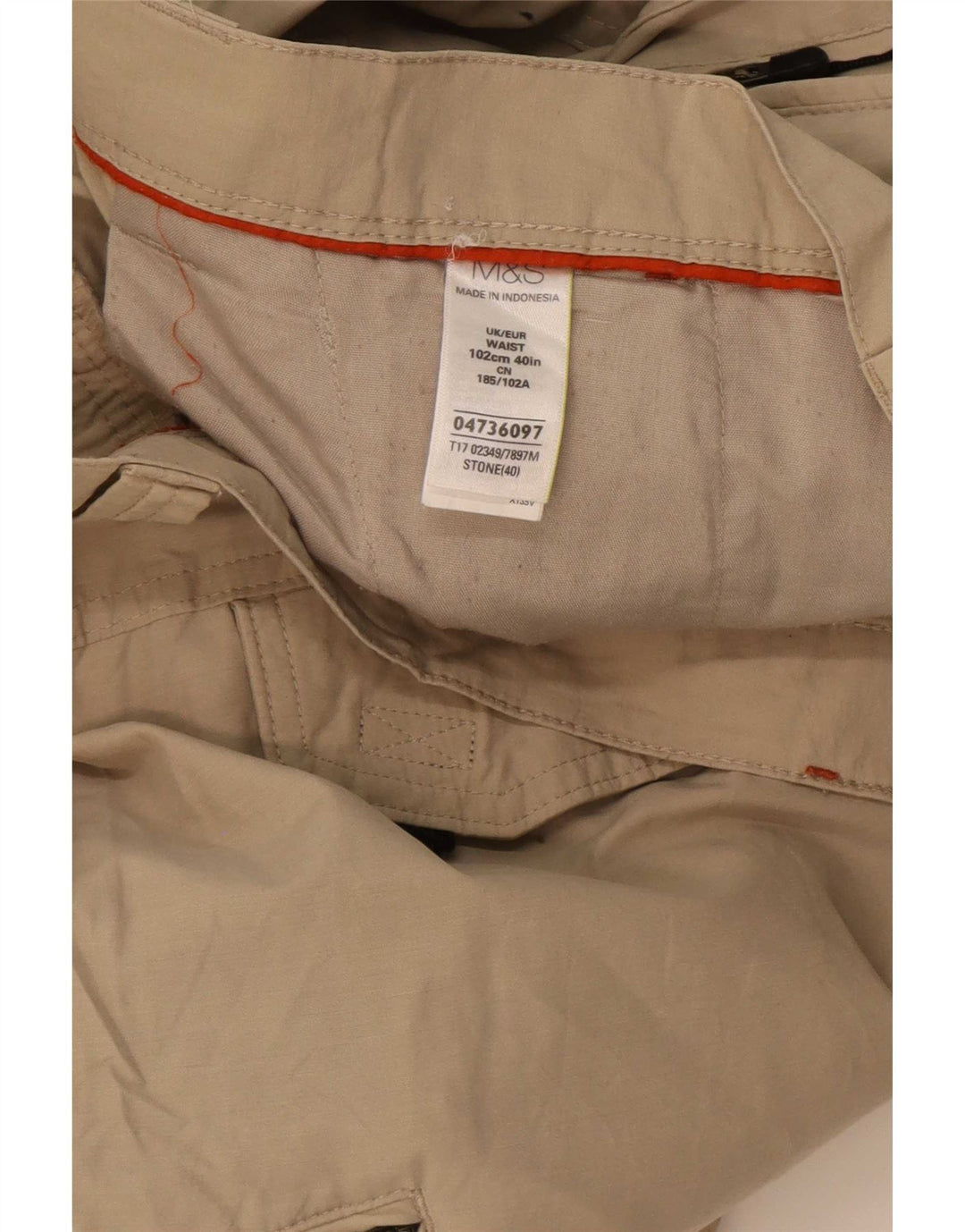 Bermuda cargo da uomo Marks & Spencer W40 XL in cotone beige