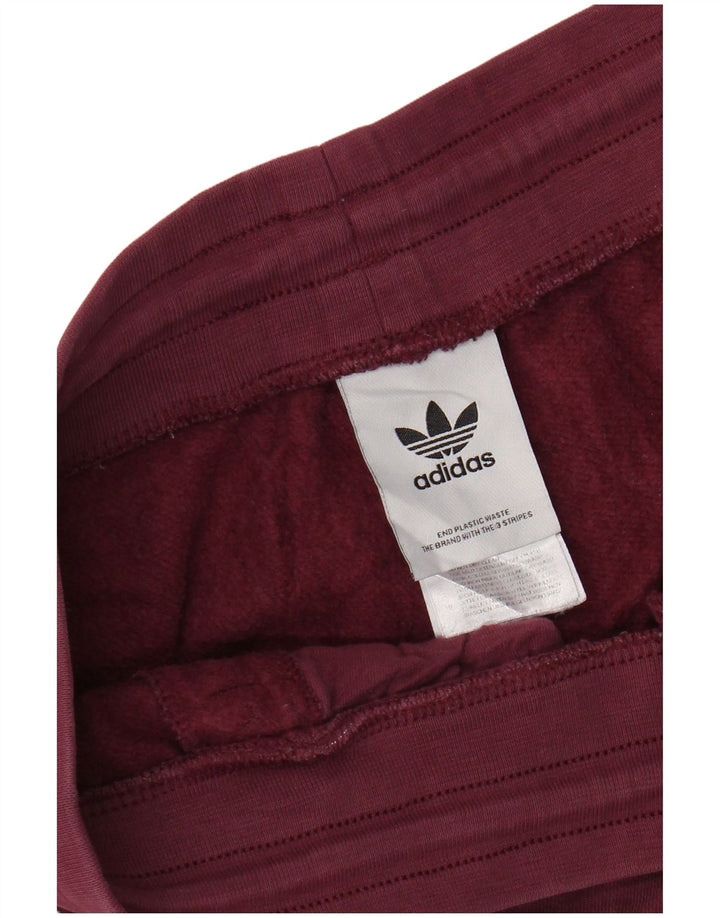 ADIDAS Mens Tracksuit Trousers Joggers Medium Burgundy Cotton