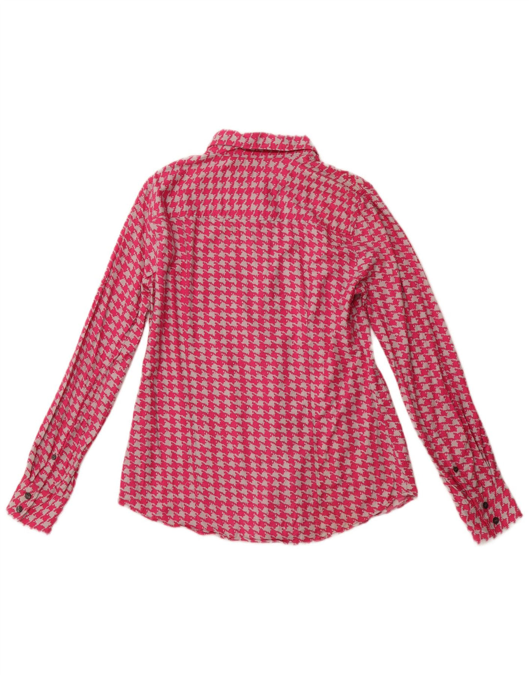 J. CREW Camicia in flanella da donna UK 10 Piccolo cotone pied de poule rosa