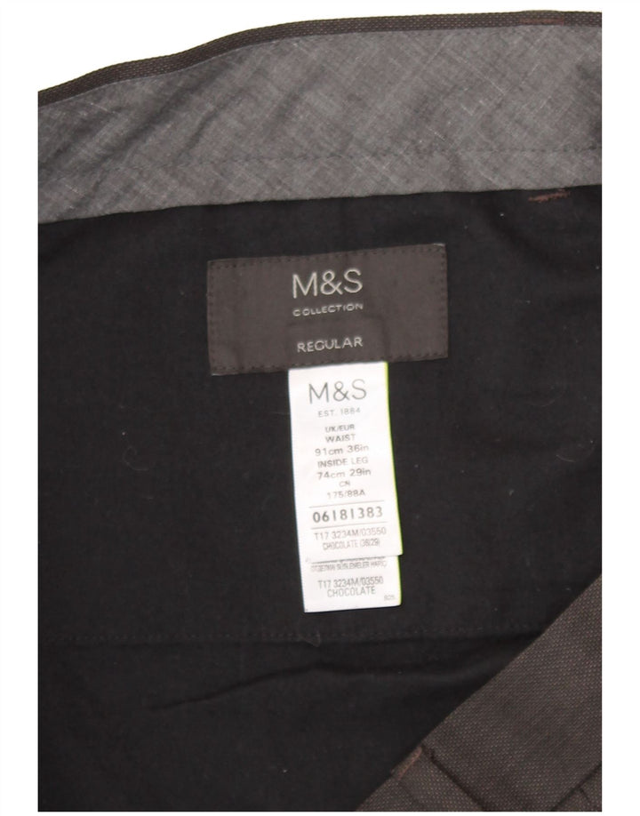 Pantaloni casual vestibilità regolare da uomo Marks & Spencer W36 L29 poliestere marrone