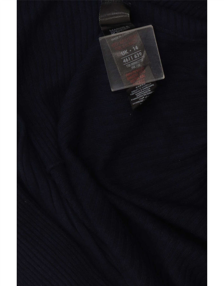 Maglione cardigan asimmetrico da donna Marks & Spencer UK 14 medio blu navy